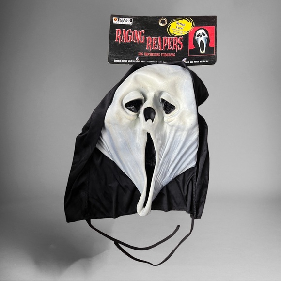 Vtg Halloween Paper Magic Group Scream Ghostface Reaper Hooded Mask Netted Eyes - Picture 1 of 8